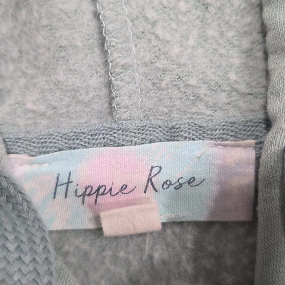 Hippie Rose - Cropped Green, White, and Black Hoodie. Size S - Picture 3 of 5